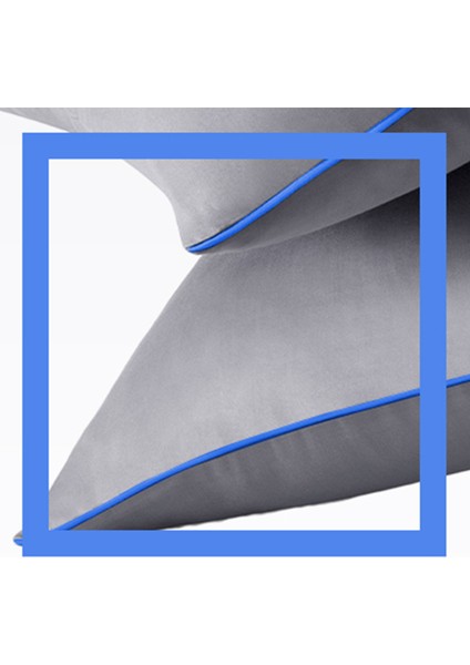 Mavi Biyeli Gri Yastık Kılıfı 50X70 cm modelleri