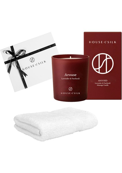 Arouse Spa Beyaz Pamuklu Havlu ve Masaj Mumu 2'li Set