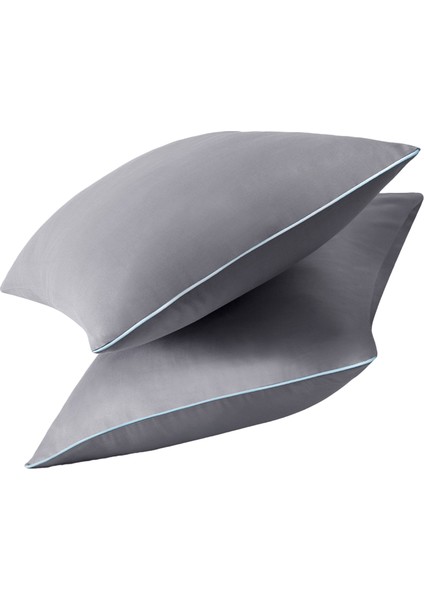 Bebek Mavi Biyeli Gri Yastık Kılıfı 50X70 cm