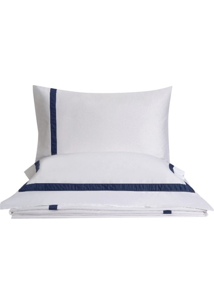 Klarsynt Lacivert Organik Pamuk Battal Boy Çift Kişilik Nevresim Takımı 240X220 cm