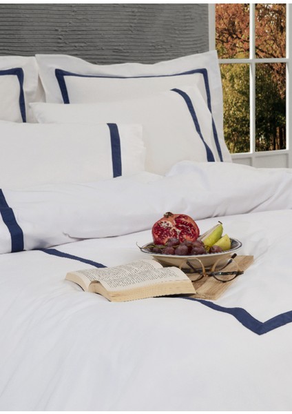 Klarsynt Lacivert Organik Pamuk Battal Boy Çift Kişilik Nevresim Takımı 240X220 cm fırsatları