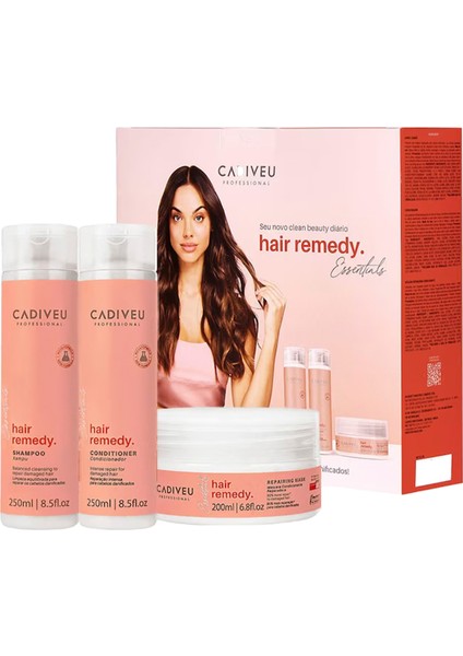 Essentials Hair Remedy Onarıcı Şampuan 250 ml + Saç Kremi 250 ml + Saç Maskesi 200 ml Bakım Seti