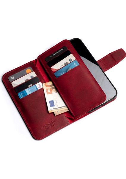 Multi Wallet iPhone 16 Plus Magenta Deri Telefon Kılıfı fiyatları