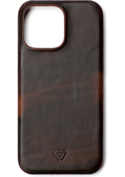 Full Wrap iPhone 16 Plus Magsafe Uyumlu Dark Brown Deri Telefon Kılıfı