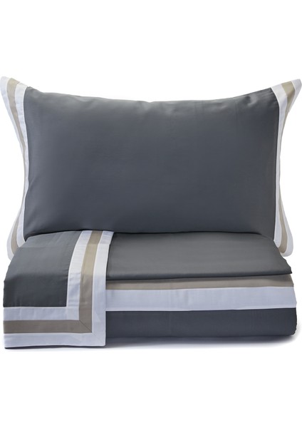 Sentieri Gri Pamuk Saten Nevresim Takımı