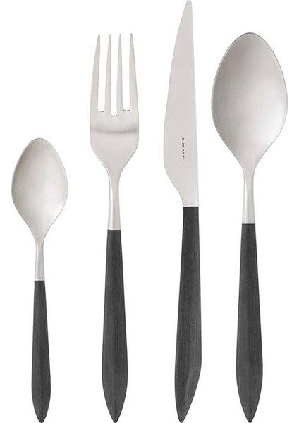 Ares Mat Siyah 24 Parça Çatal Kaşık Bıçak Seti