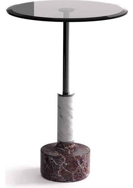 Lope Solo Vişne Leylak Mermer Ayaklı Yan Sehpa