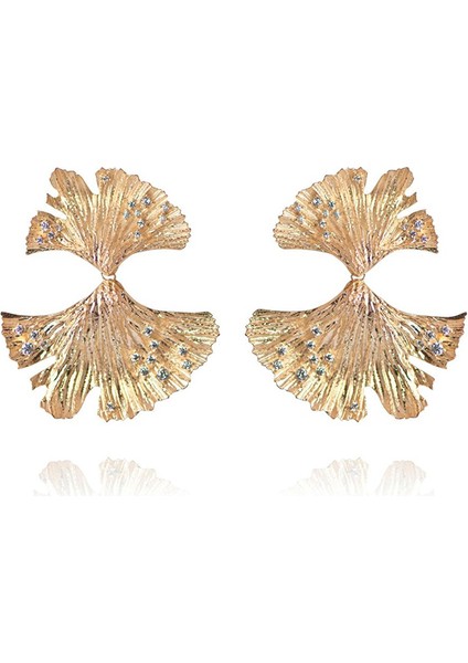 Golden Hues Ginkgo Earrings Altın Kaplama Kadın Küpe