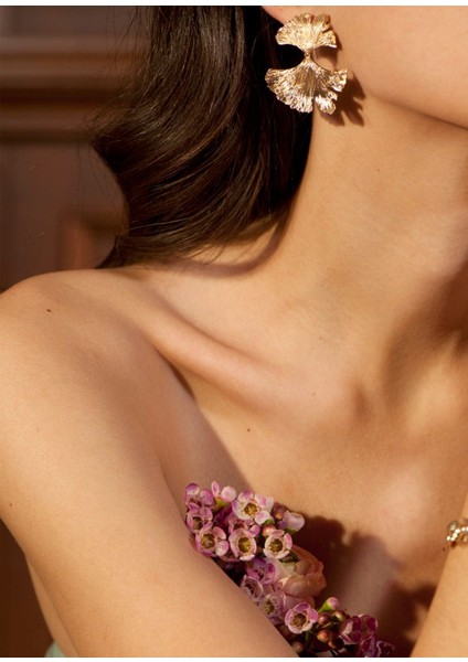 Golden Hues Ginkgo Earrings Altın Kaplama Kadın Küpe fiyatları