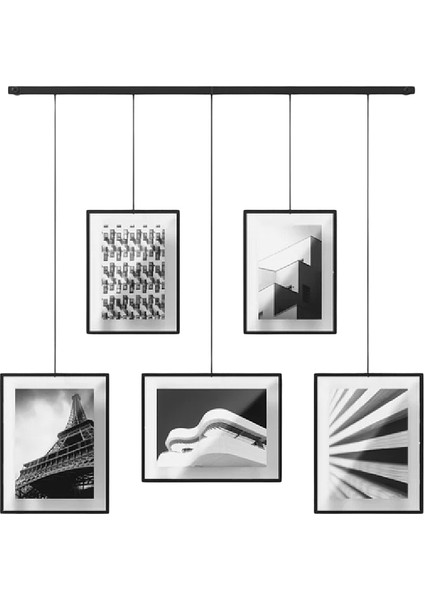 Siyah 5'li Sergi Duvarı Resim Çerçeveleri Seti