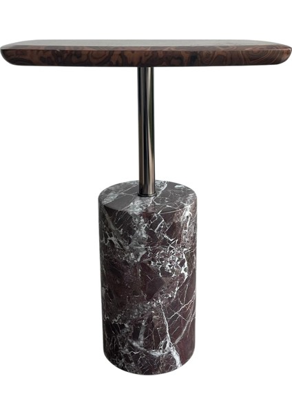 Nest Mermer Ayaklı Kök Kaplama Dikdörtgen Yan Sehpa