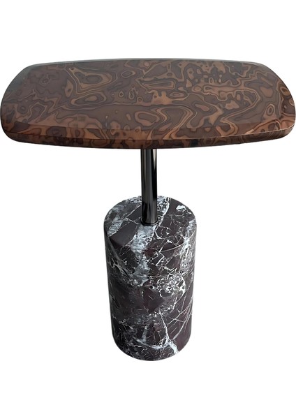 Nest Mermer Ayaklı Kök Kaplama Dikdörtgen Yan Sehpa modelleri