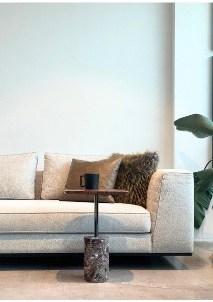 Nest Mermer Ayaklı Kök Kaplama Dikdörtgen Yan Sehpa