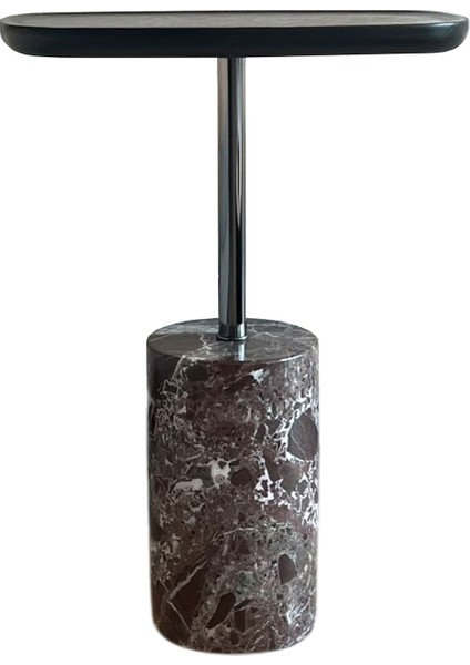 Nest Mermer Ayaklı Siyah Meşe Dikdörtgen Yan Sehpa