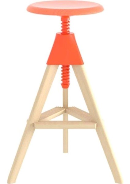 Tom Orange Ahşap Bar Taburesi