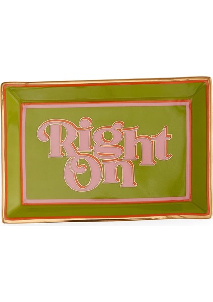 Right On Yeşil Dikdörtgen Tepsi