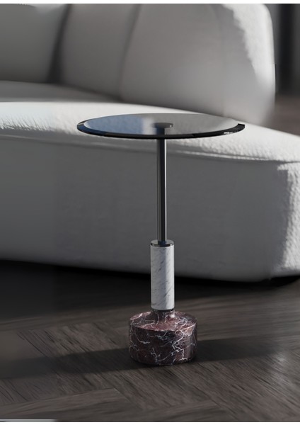 Lope Solo Vişne Leylak Mermer Ayaklı Yan Sehpa fiyatları