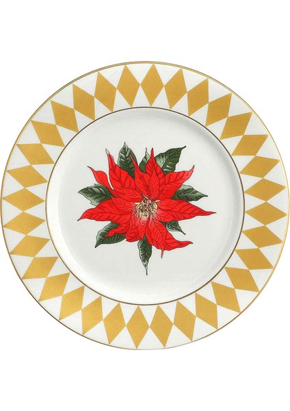 Parterre Gold With Poinsettia Plate Porselen Tabak 15 cm