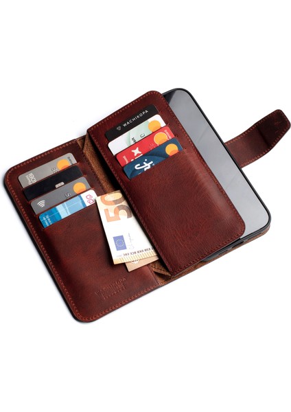 Multi Wallet iPhone 16 Pro Brick Deri Telefon Kılıfı modelleri