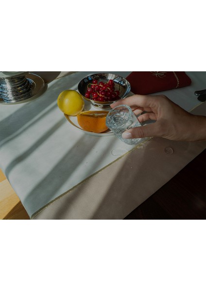 Pure Harmony Krem & Bej Kumaş Üzerine Altın Renk Işlemeli Runner 150X50 cm fırsatları