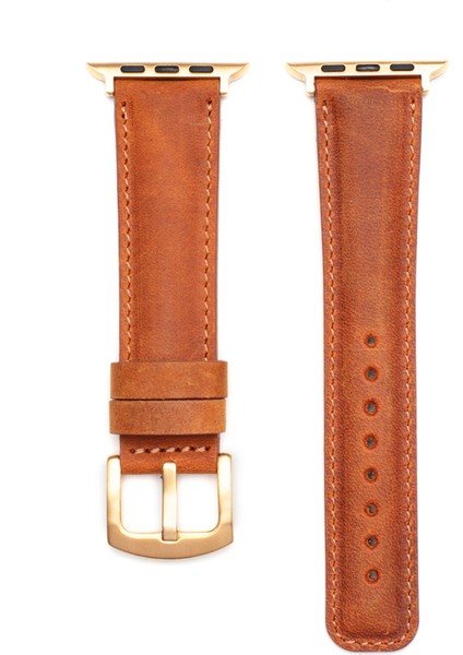 Apple Watch 42/44/45 mm Camel Deri Akıllı Saat Kordon