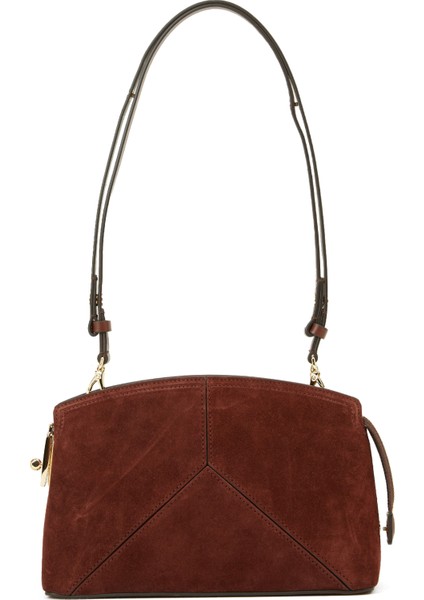 Victoria Koyu Kahverengi Kadın Süet Çapraz Çanta