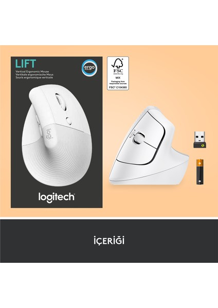 Lift Beyaz 910-006475 Sessiz Kablosuz Ergonomik Dikey Mouse modelleri