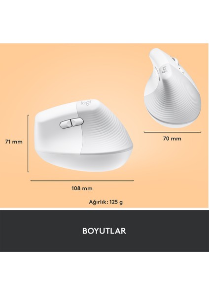 Lift Beyaz 910-006475 Sessiz Kablosuz Ergonomik Dikey Mouse fırsatları