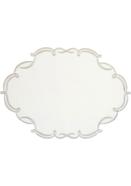 Bella 2'li Gümüş Nakışlı Keten Amerikan Servis 35X50 cm