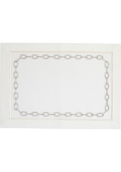 Chain 2’li Zincir Desenli Gümüş Nakışlı Amerikan Servis 35X50 cm