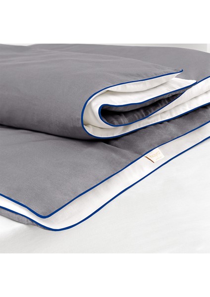 Lacivert Biyeli Gri Beyaz Pamuk Saten Çift Kişilik Nevresim Takımı fırsatları