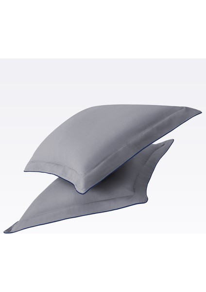 Lacivert Biyeli Gri Beyaz Pamuk Saten Çift Kişilik Nevresim Takımı