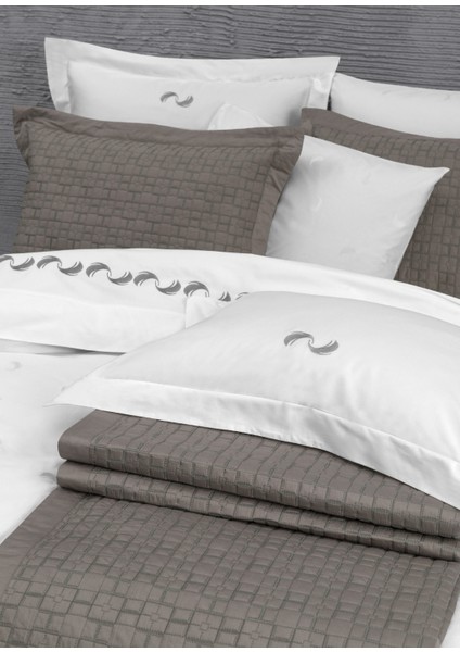 Andlös Gri Kuş Tüyü Jakarlı ve Nakışlı Organik Pamuk Çift Kişilik Nevresim Takımı 200×220 cm indirimleri