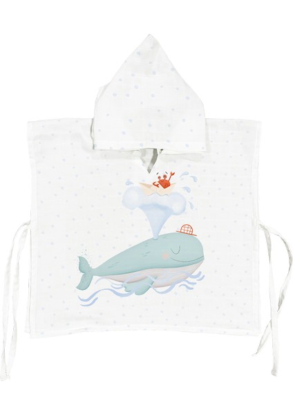 Organik Pamuk Müslin Bebek Çocuk Panço Bornoz