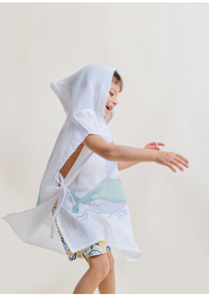 Organik Pamuk Müslin Bebek Çocuk Panço Bornoz fırsatları