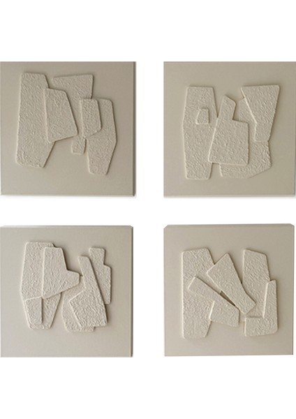 Beige Akrilik El Yapımı 4'lü Tablo 40X40 cm
