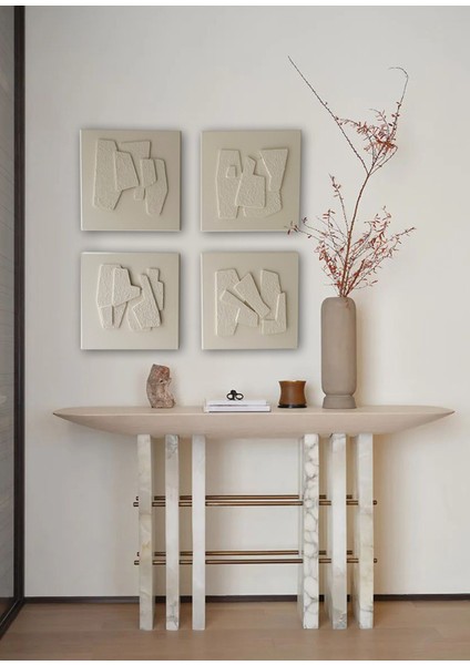 Beige Akrilik El Yapımı 4'lü Tablo 40X40 cm fiyatları
