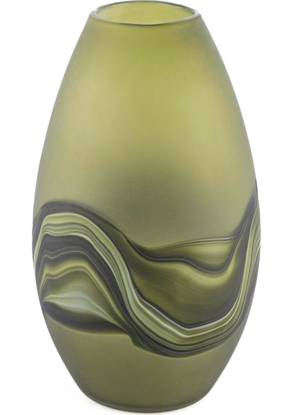 Yeşil Buzlu Degrade Cam Vazo 19X31CM