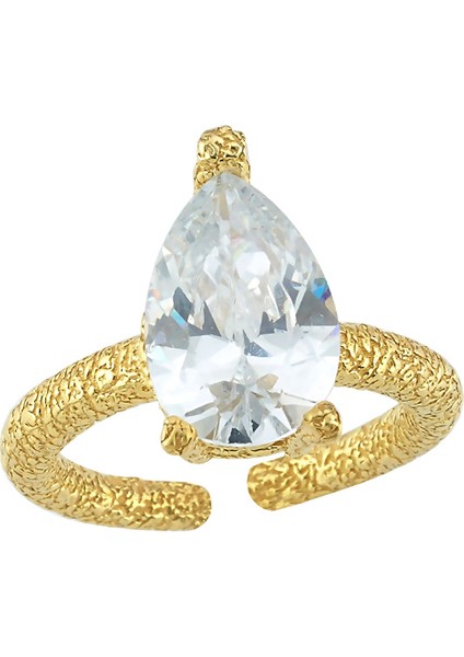 Gaıa Pırlanta Taşlı 24 Ayar Altın Kaplama Kadın Yüzük