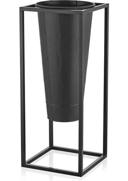Prizma Siyah Vazo ve Saksı 70 cm
