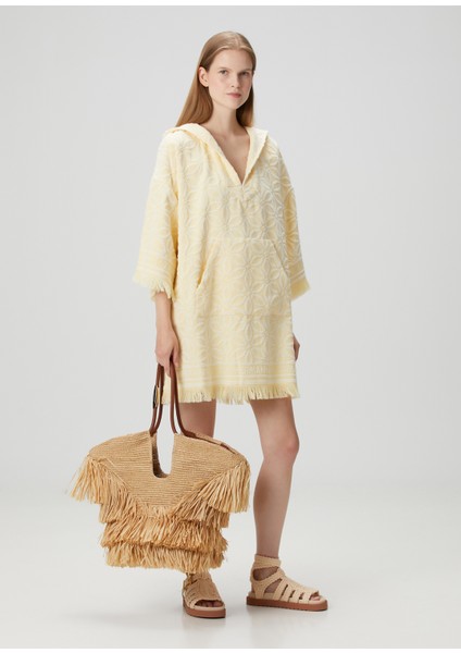 Püskül Detaylı Kadın Rafya Plaj Çantası fiyatları