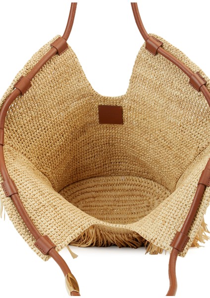 Püskül Detaylı Kadın Rafya Plaj Çantası indirimleri