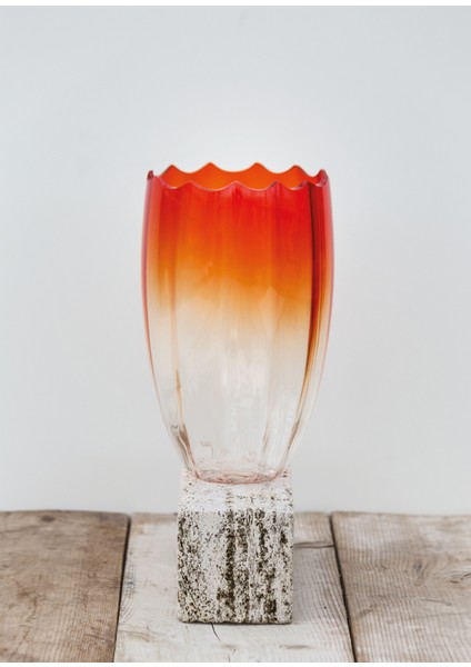 Mare Nassa Parlak Turuncu Cam Büyük Boy Vazo fiyatları
