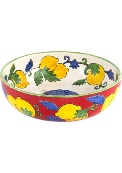 Amalfi Coast Collection Kırmızı Handmade Seramik Salata Kasesi