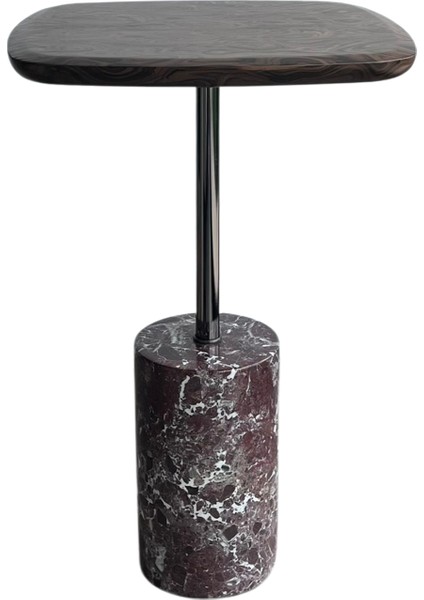 Nest Mermer Ayaklı Kök Kaplama Kare Yan Sehpa