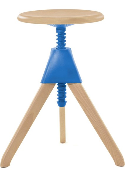 Jerry Ahşap Mavi Bar Taburesi