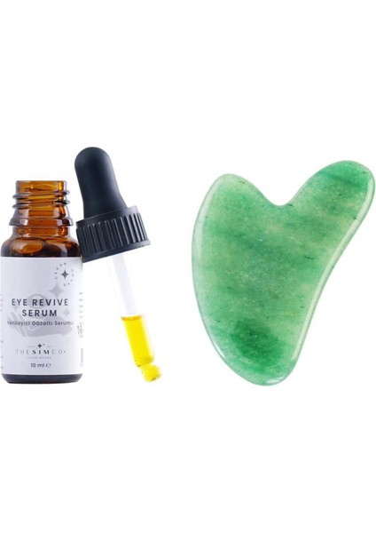Anti Wrinkle Aventurin Gua Sha Taşı ve Gözatı Serumu 10 ml Cilt Bakım Seti