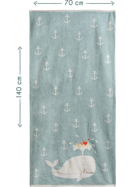 Aqua Balina Desenli Işlemeli %100 Organik Pamuklu Velur Çocuk Havlu 70 x 140 cm modelleri