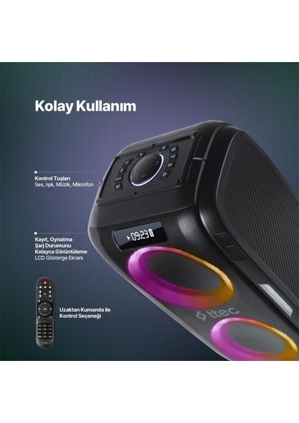 Carnival Pro Taşınabilir Bluetooth Parti Hoparlörü 120W