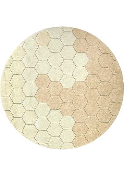 Round Honeycomb Golden Çocuk Odası Halısı 140 cm
